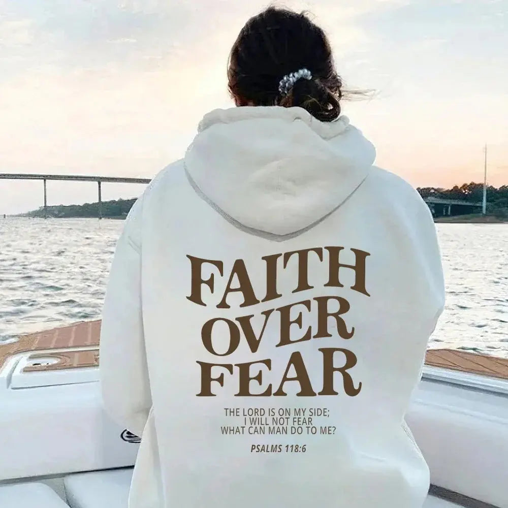 Damen Hoodie Faith Over Fear Motiviert - Norvielle