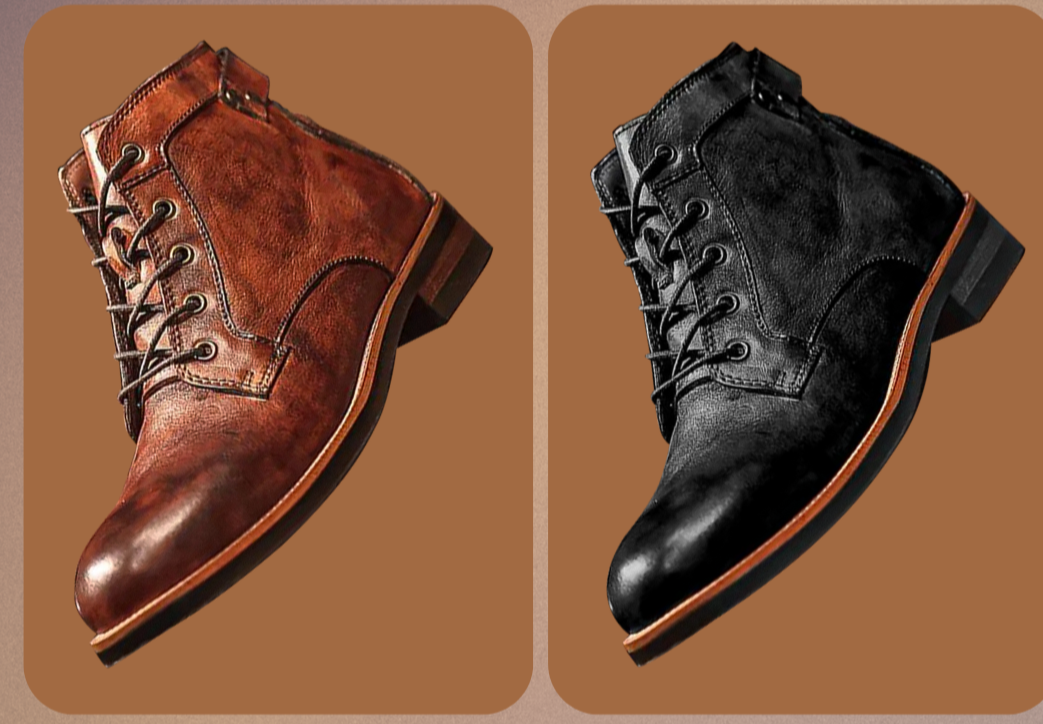 Herren Lederstiefel Klassisch Braun