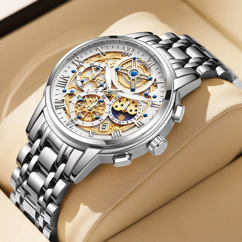 Herren Automatik Armbanduhr Edelstahl Schweizer Qualität