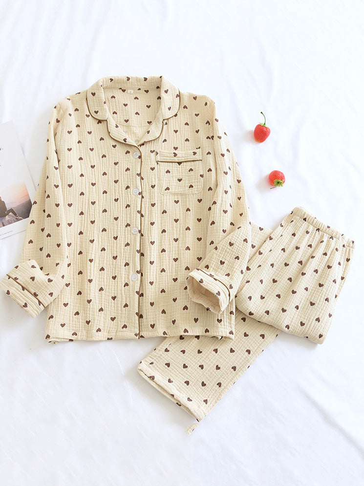 Damen Pyjama-Set mit Knöpfen Teddybär-Design