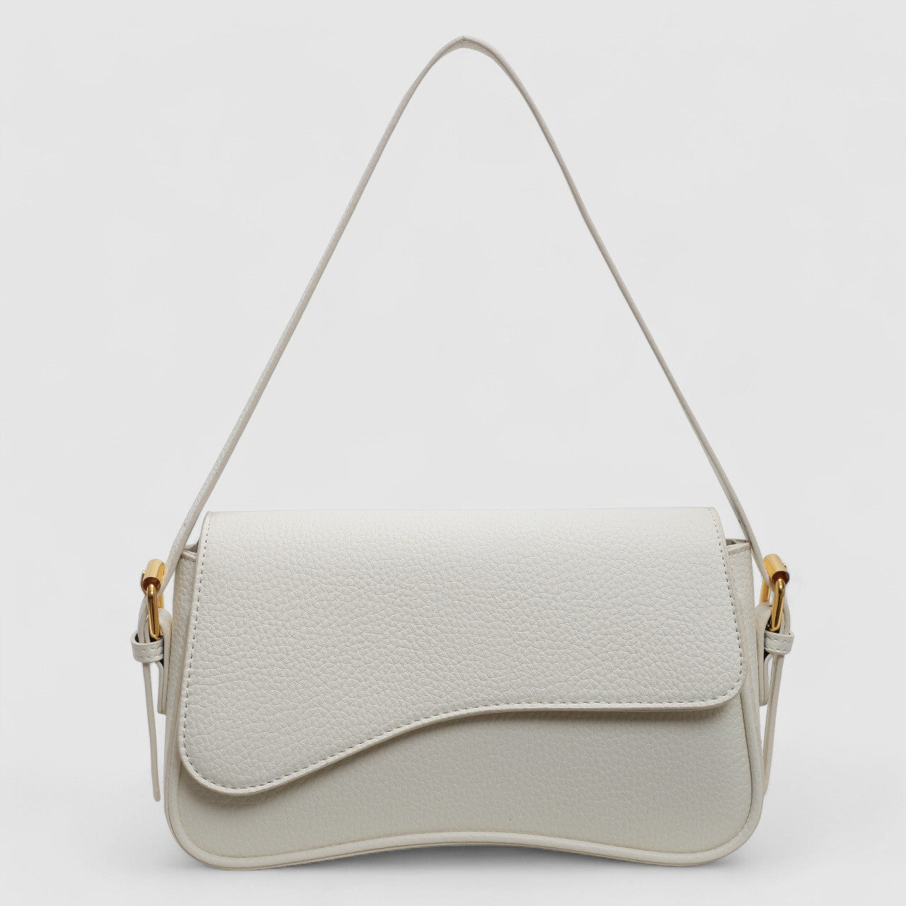 weiße Schultertasche mit verstellbarem Riemen im modernen Design