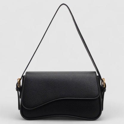 Elegante Damen Schultertasche Schwarz Leder - Norvielle