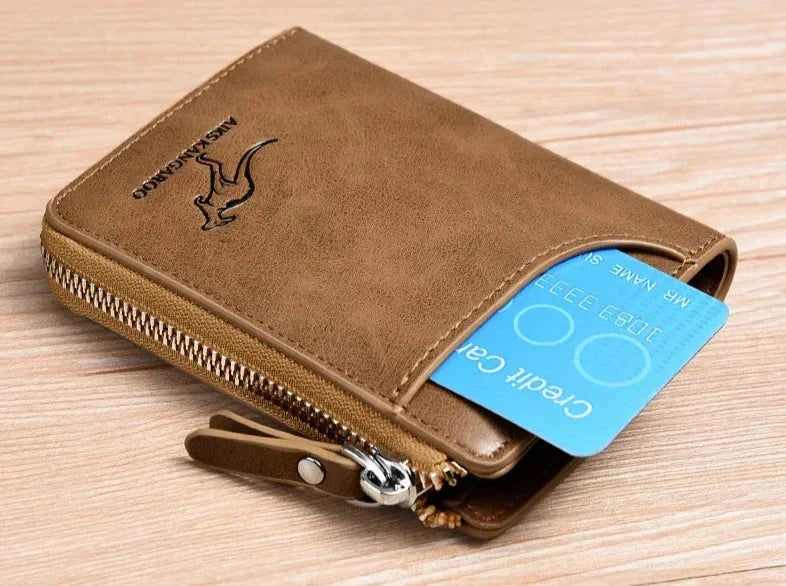 Leder Geldbörse Herren Reißverschluss Rfid-Schutz