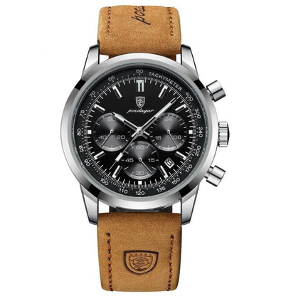 Herren Chronograph Armbanduhr Leder Automatik