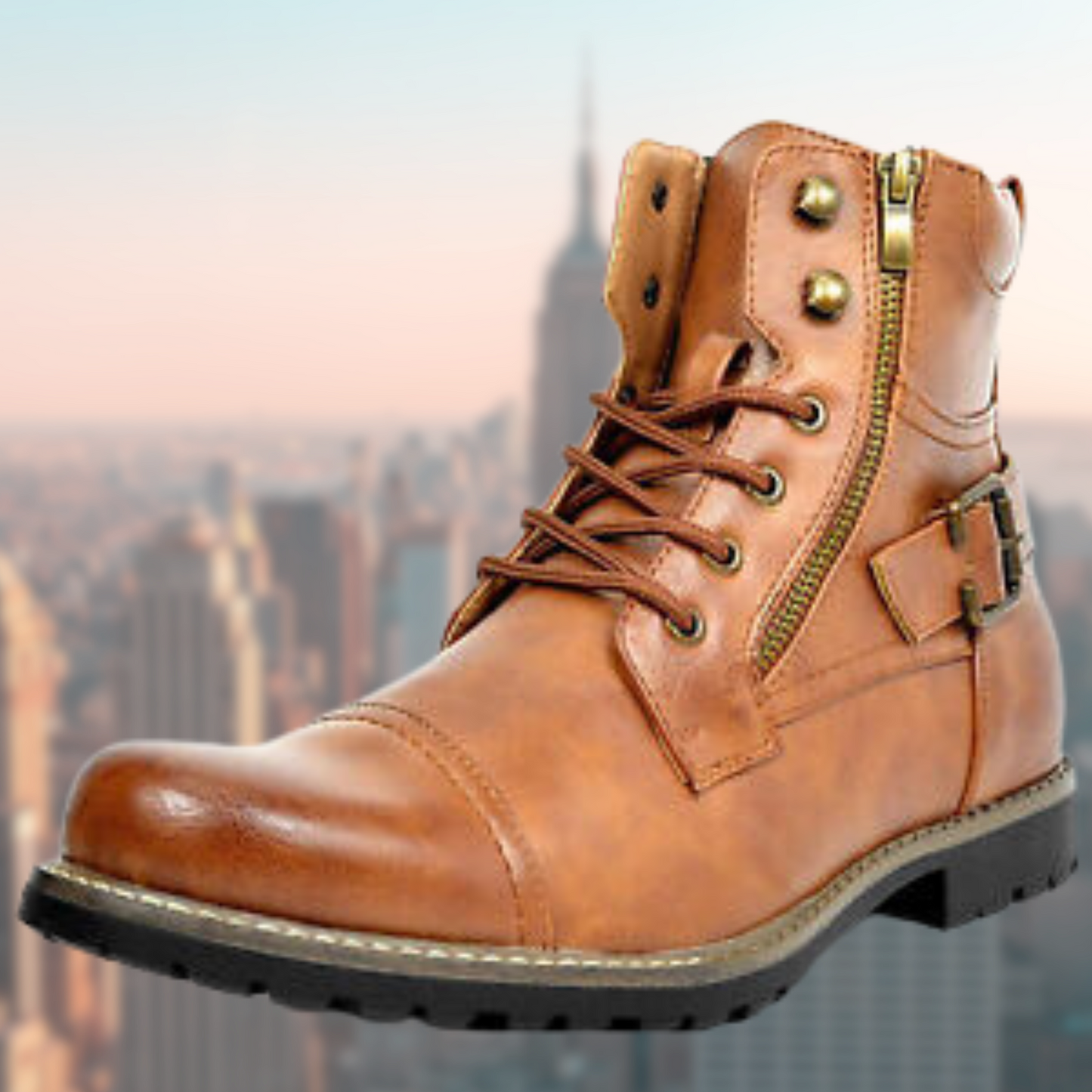 Herren Leder Motorradstiefel Robust