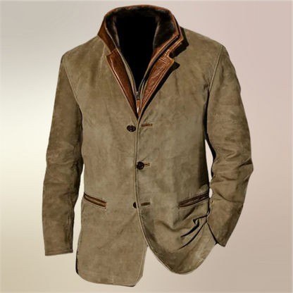 Herren Lederblazer Modern Schwarz Ledermantel - Norvielle