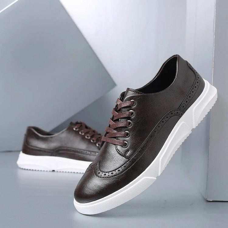 Herren Leder Sneaker Elegant Braun Geschäftslook