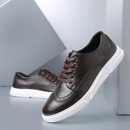 Herren Leder Sneaker Elegant Braun Geschäftslook