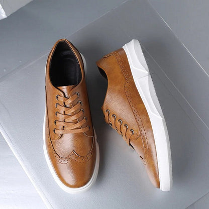 Herren Leder Sneaker Elegant Braun Geschäftslook