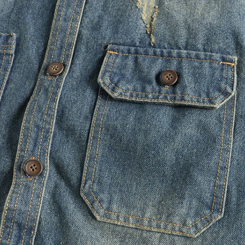 Herren Jeanshemd Used Look Blau
