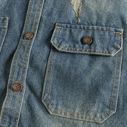 Herren Jeanshemd Used Look Blau