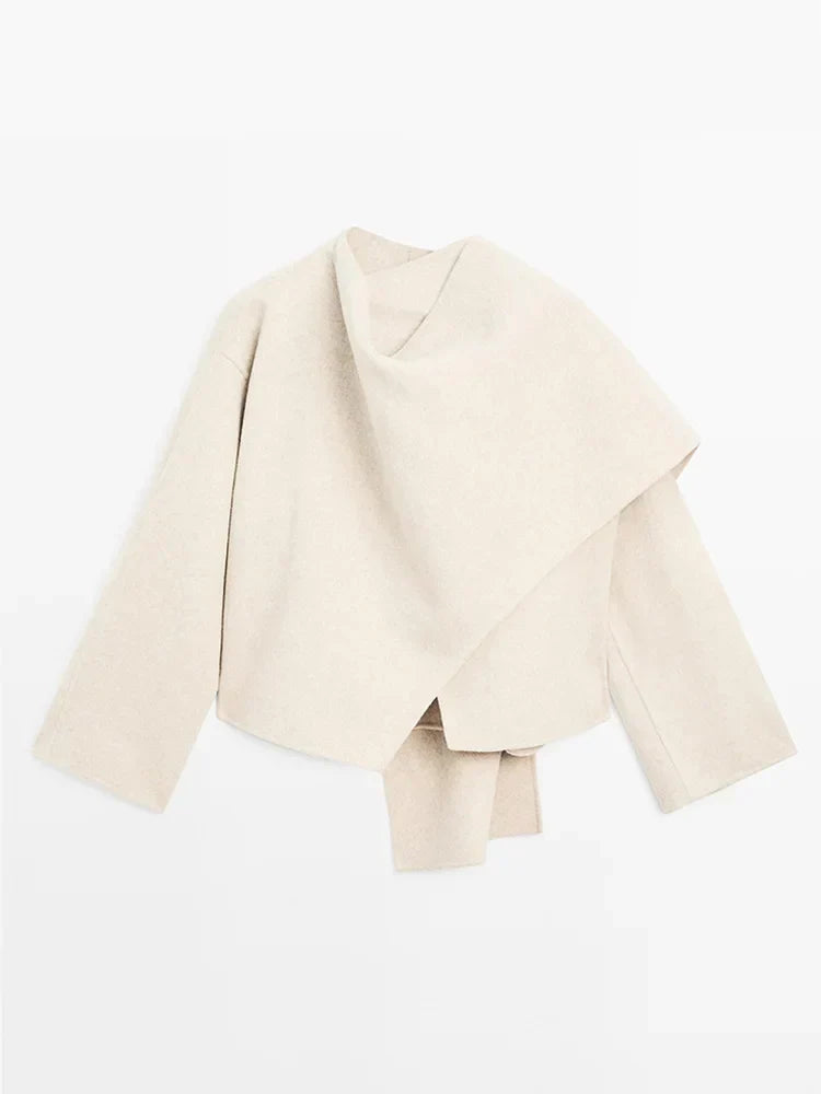Kurzmantel aus Wollmischung mit asymmetrischem Schnitt für Damen