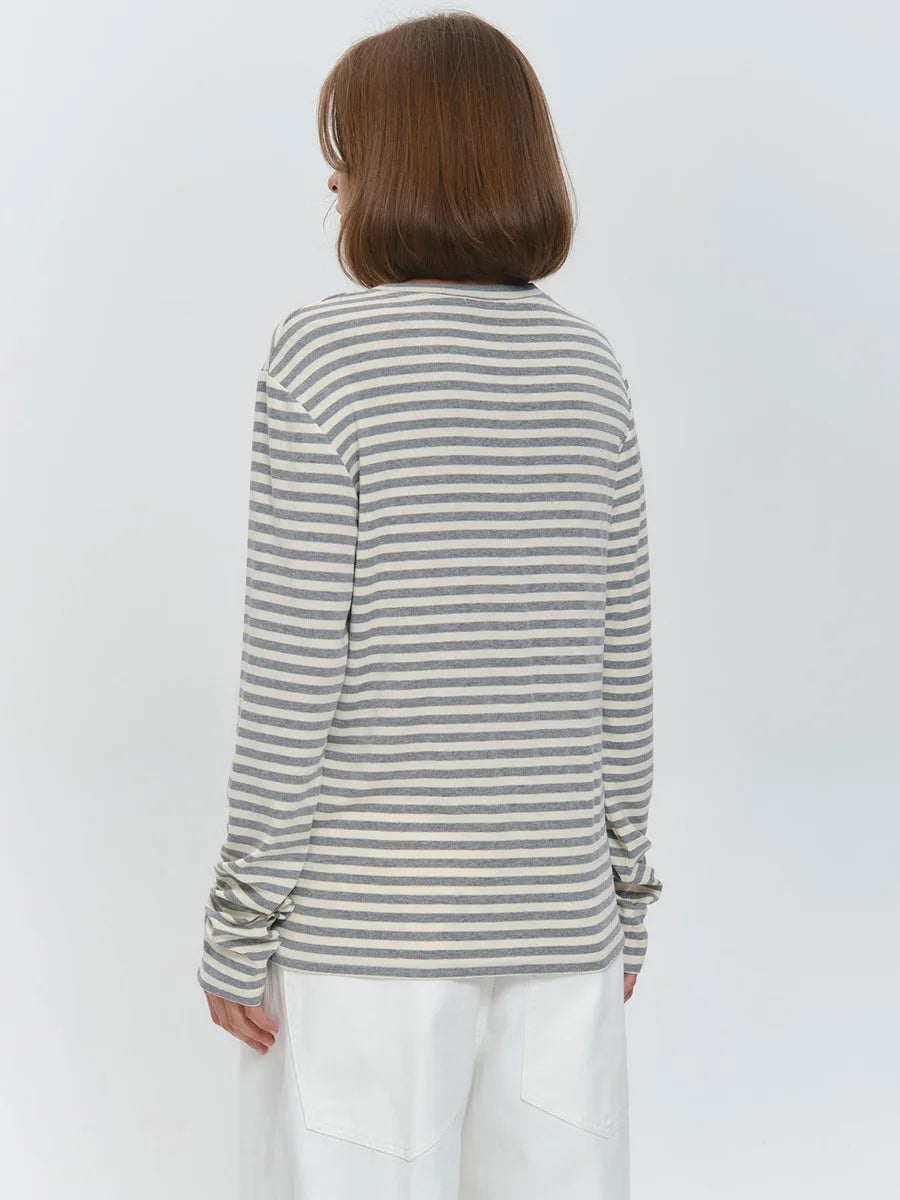 Damen Langarmshirt Streifen Classic