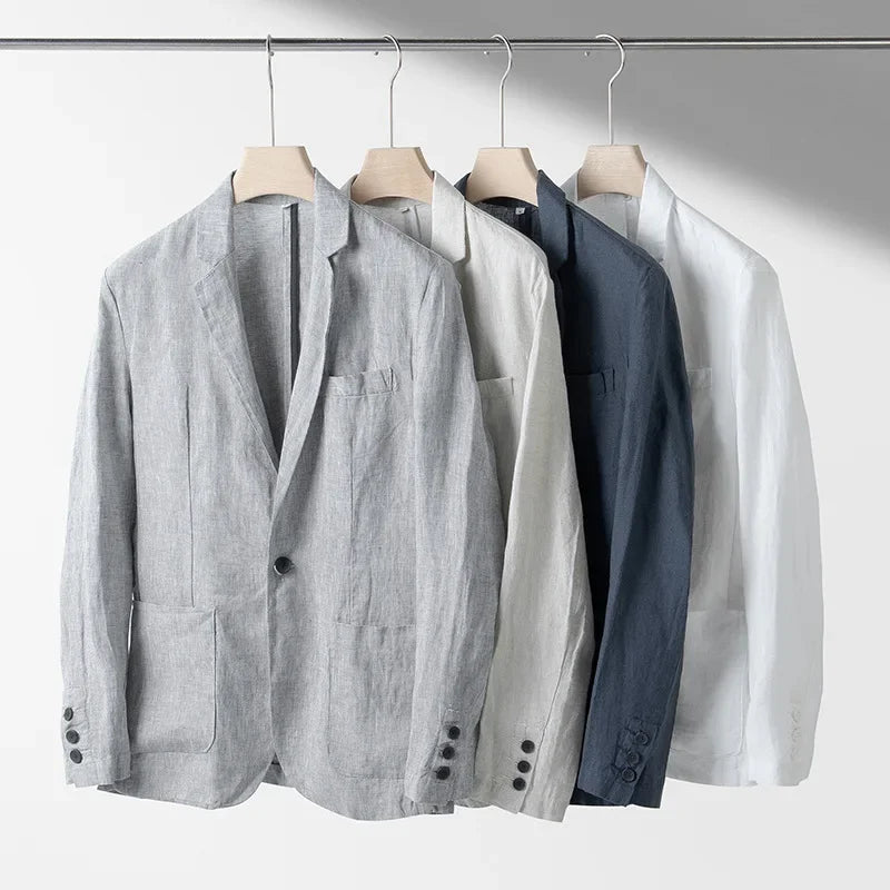 Herren Leinenblazer Leicht Sommer Modern