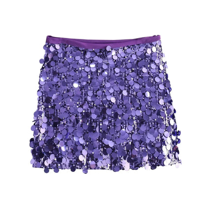 Damen Glitzer Minirock Pailletten Elegant Kurz