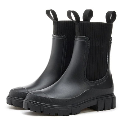 Damen Chelsea Regenstiefel Wasserdicht Komfortsohle