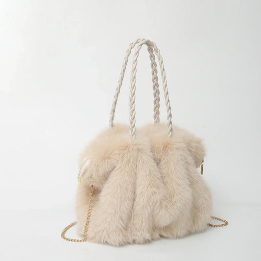 Geflochtene Handtasche mit Metallic-Kette und Henkel - Norvielle