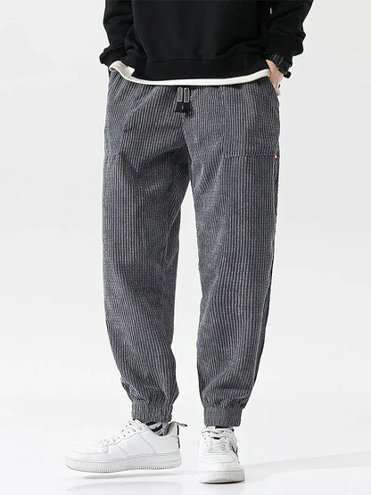 Herren Jogginghose Elastischer Cord Stoff Weite Bequem