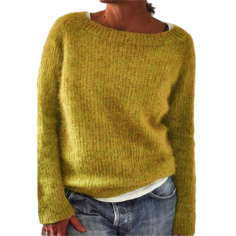 Strickpullover Damen Halsweite Loser Fit