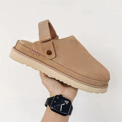 Naloa Clogs Camel – Damen Suede Clogs Seitenansicht
