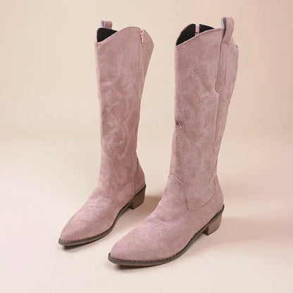 Damen Westernstiefel Stilvoll Leder Braun