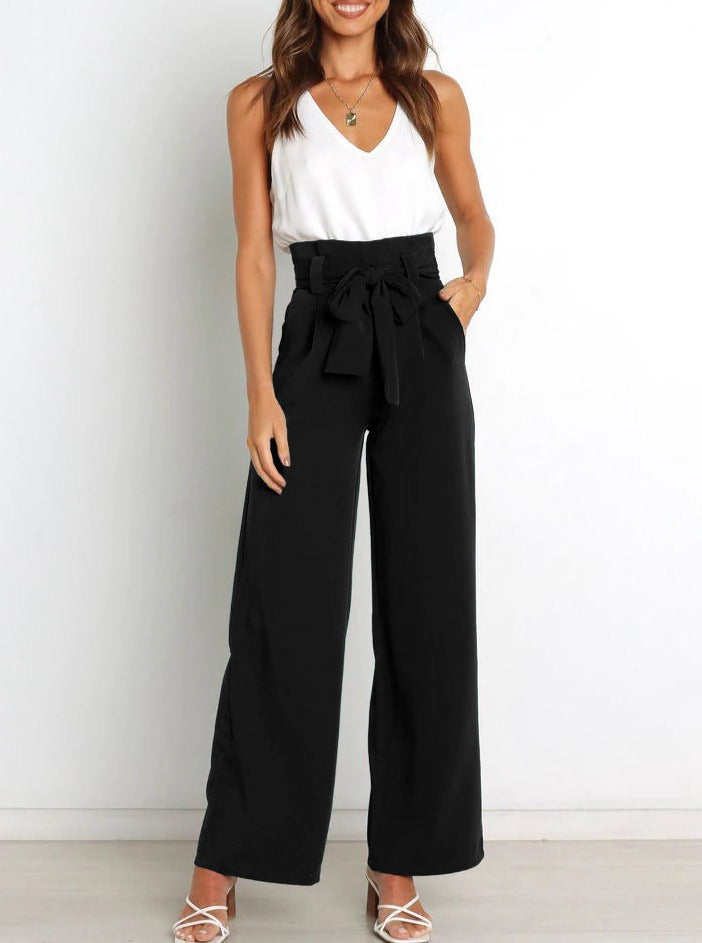 Damenhose mit Schleife Elegantes Design Schwarz - Norvielle