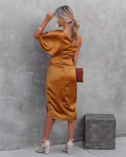 Damen Midikleid Asymmetrisch Elegant