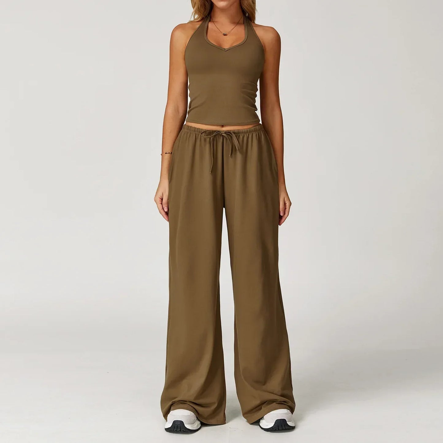 Damen Lounge-Set Halter- Bequem Crop-Oberteil