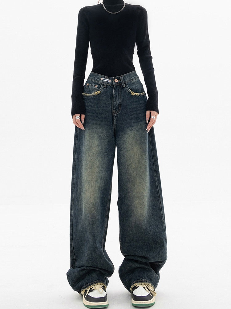 Damen Jeans Relaxed Fit aus Gewaschenem Denim
