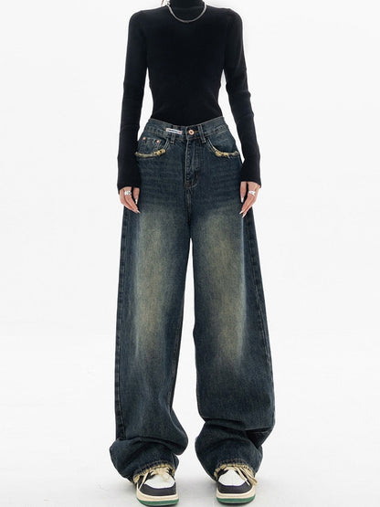 Damen Jeans Relaxed Fit aus Gewaschenem Denim