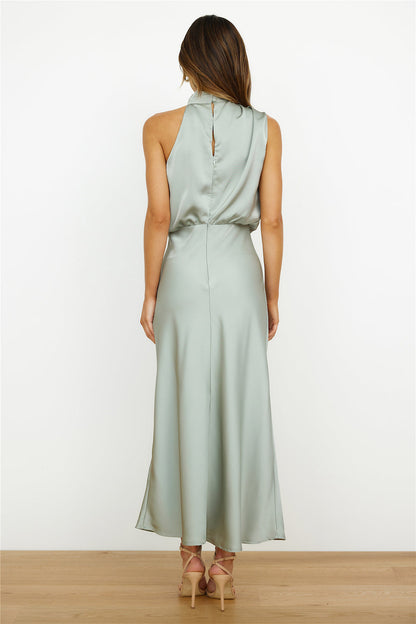 Damen Midi-Kleid Asymmetrischer Ausschnitt Stoffkleid