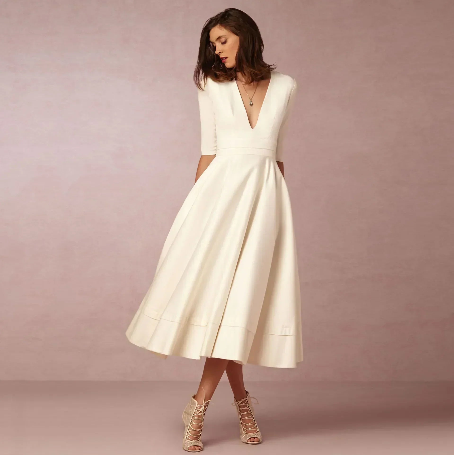 Damen Midi Kleid Fließend Lang - Norvielle