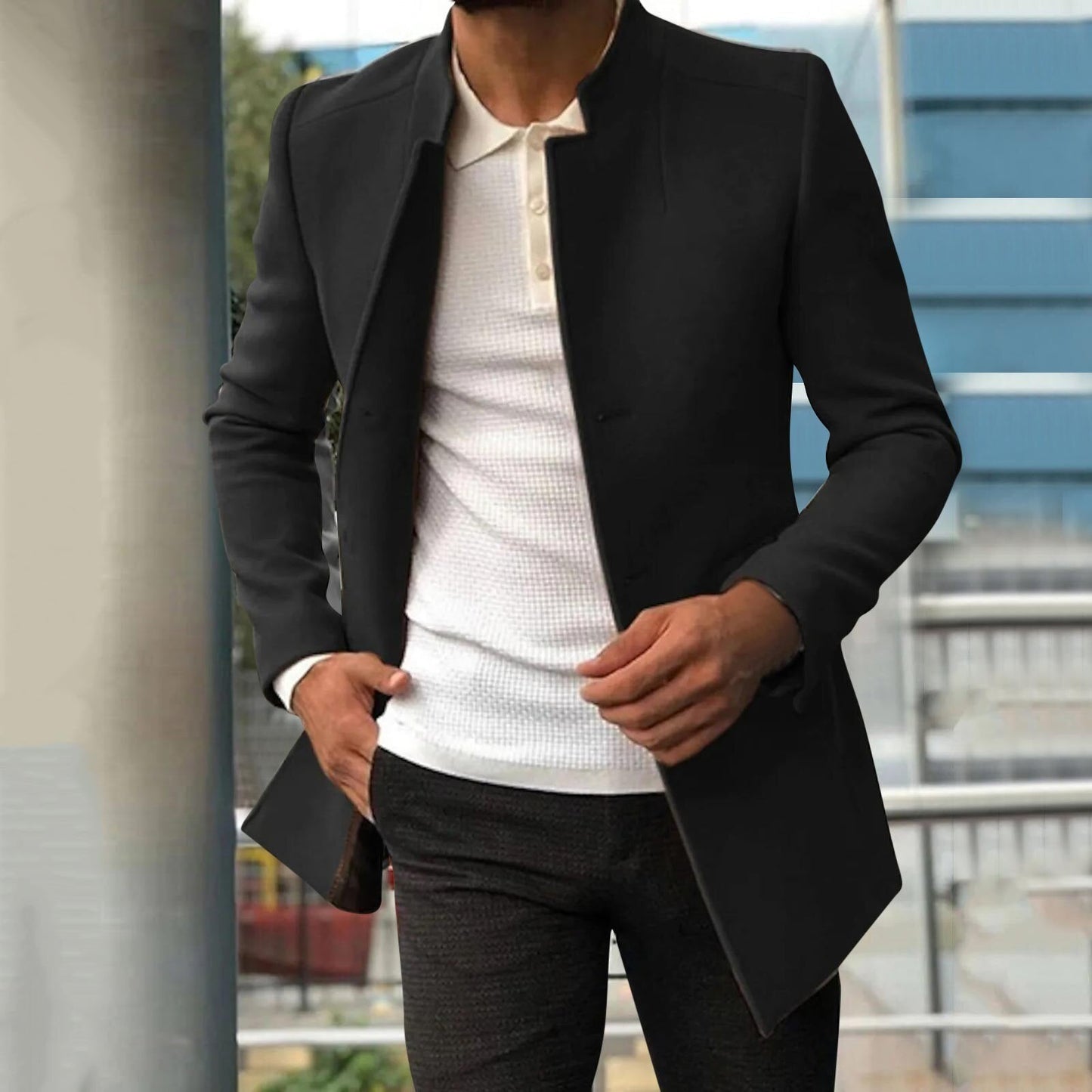 Herren Slimfit Mantel Modern