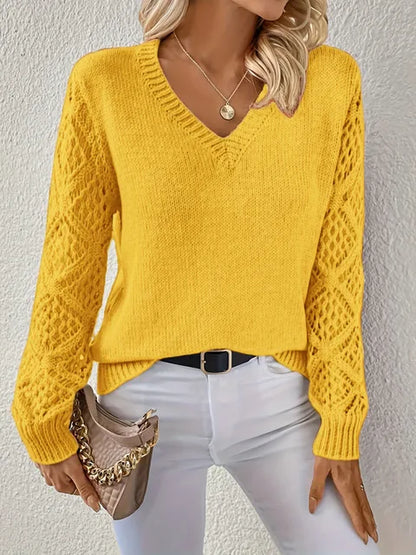 Damen Strickpullover V-Ausschnitt Modern