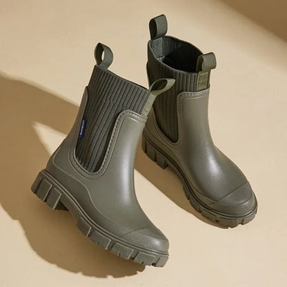 Damen Chelsea Regenstiefel Wasserdicht Komfortsohle