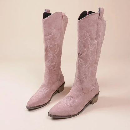 Damen Westernstiefel Stilvoll Leder Braun