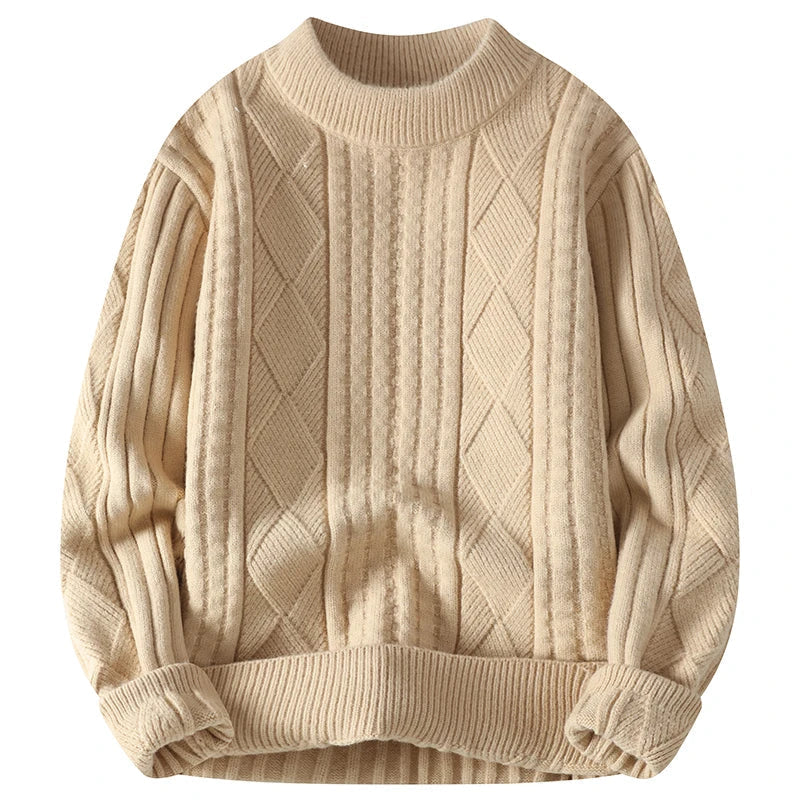 Herren Pullover Langarm Diamantmuster