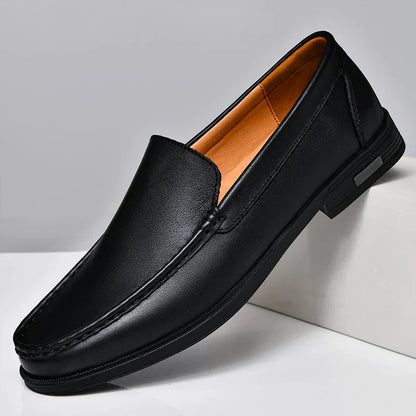 Herren Slip-On Schuhe Klassisch Leder Schwarz - Norvielle