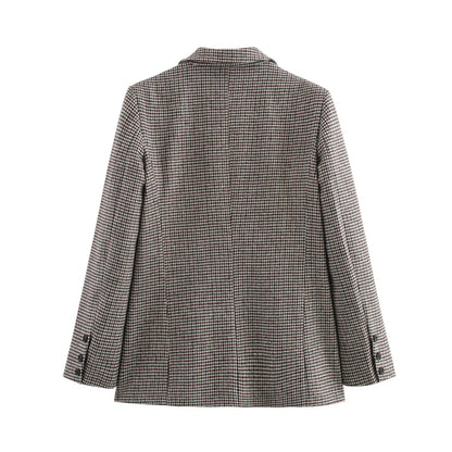 Damen Blazer Kariert Oversized Klassisch
