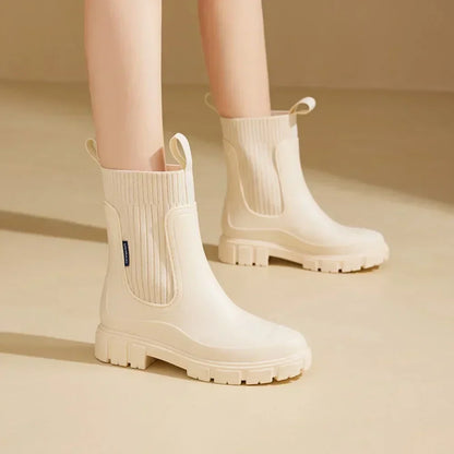 Damen Chelsea Regenstiefel Wasserdicht Komfortsohle