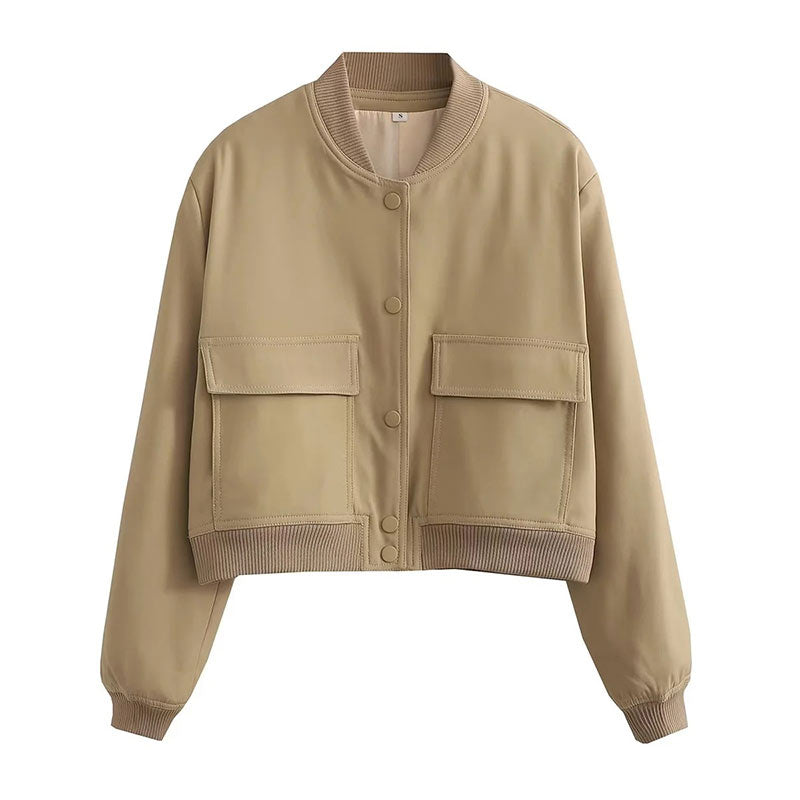 Damen Streetwear Kurzjacke Knopfleiste Modern