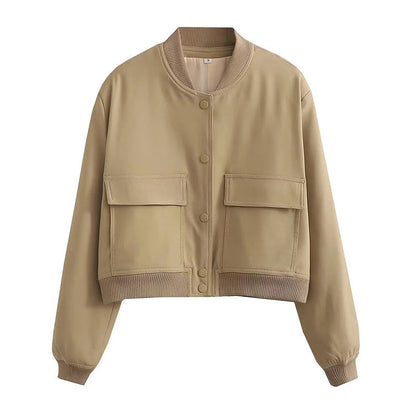 Damen Streetwear Kurzjacke Knopfleiste Modern