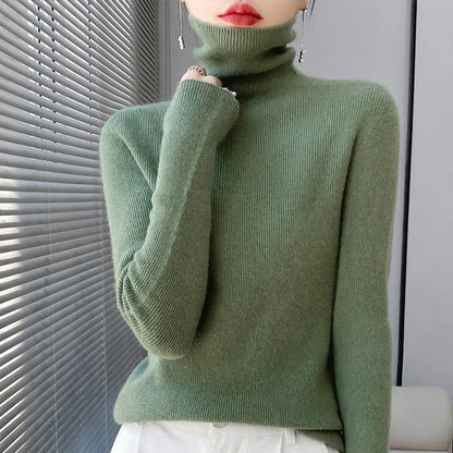 Damen Wollpullover Rollkragen Warm