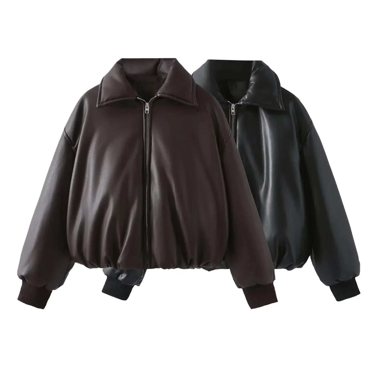 Herren Oversized Lederjacke Vegan Ledermantel Schwarz - Norvielle