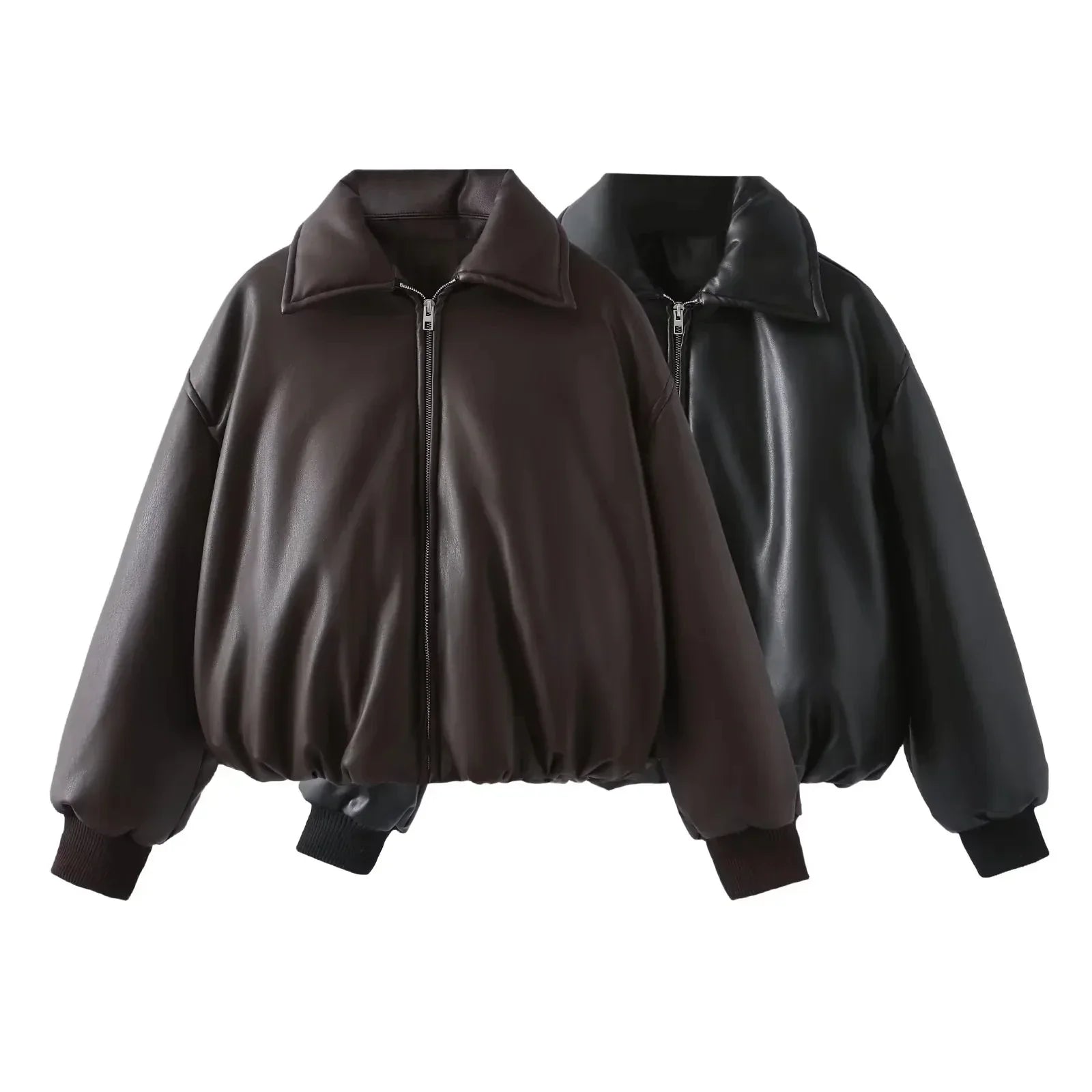 Herren Oversized Lederjacke Vegan Ledermantel Schwarz - Norvielle