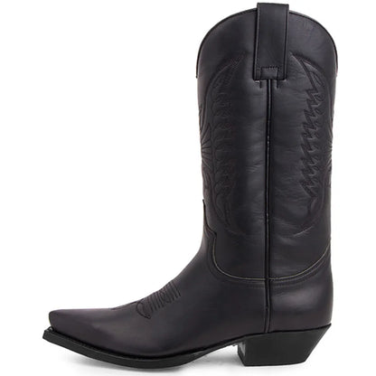 Damen Cowboystiefel Bestickt Leder Braun