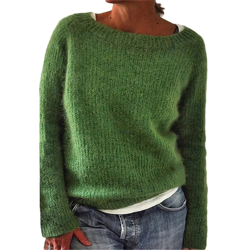 Strickpullover Damen Halsweite Loser Fit