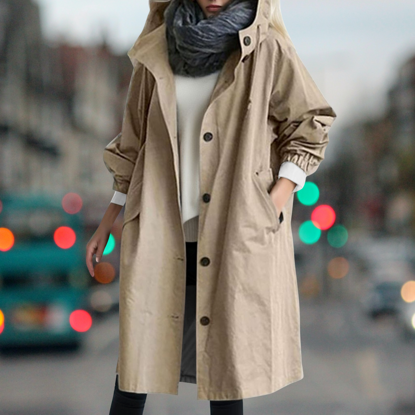 Damen Trenchcoat Wasserdicht Warm