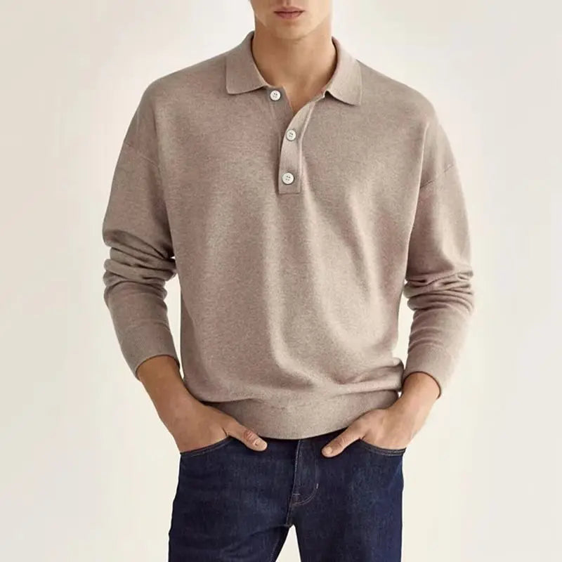 Herren Langarm Poloshirt Klassisch Freizeit - Norvielle