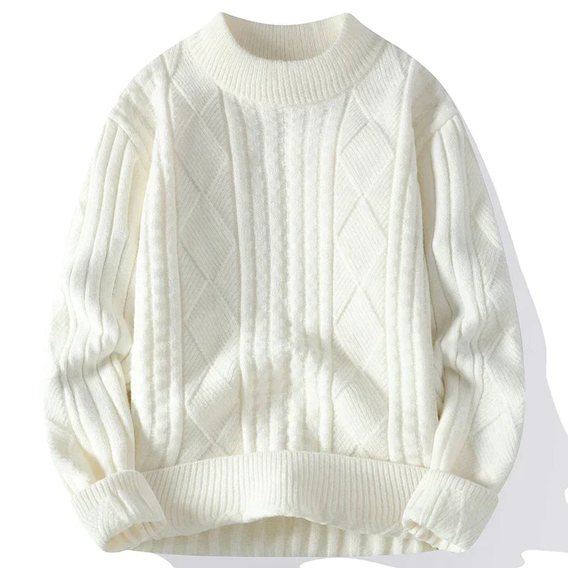 Herren Pullover Langarm Diamantmuster